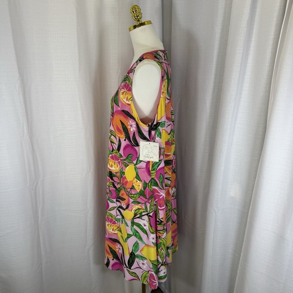 NWT Pappagallo Citrus Fruit Lemons Oranges‎ Jersey Dress Sundress Preppy XL $99 - Picture 2 of 13